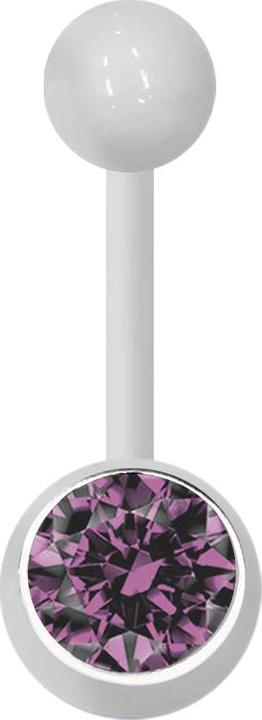 Produktbild Star Piercing Banane weiss mit Kugel und Kugel Kristall hellviolett (Acryl, ohne Messing)