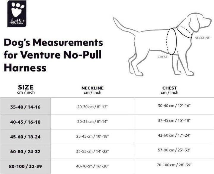 Actual product image Hurtta Harness Venture No-Pull, 45-60, Grey (45, 46, 47, 48, 49, 50, 52, 54, 56, 58, 60, Dog, General)