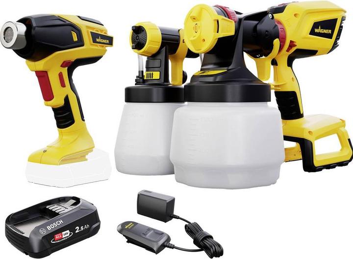Wagner Akku-Farbsprühpistole Universal Sprayer W 600 FLEXiO 18 V inkl. Akku-Heissluftpistole + Starter Kit