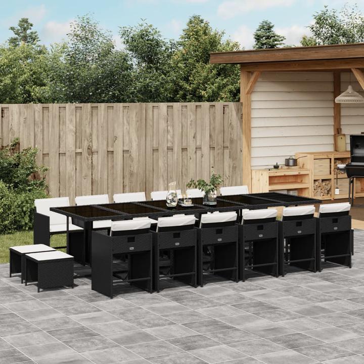 Produktbild VidaXL Gartenmöbel Essgruppe Gartengarnitur Sitzgruppe 17tlg Schwarz Poly Rattan (330 cm)