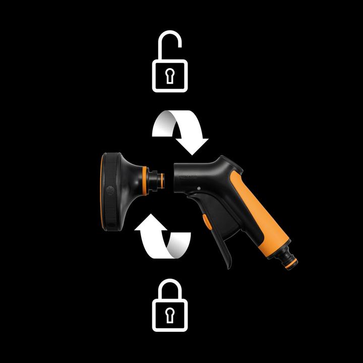 Produktbild Fiskars Sprühpistole Multi, 5 Funktionen, Stufenlos regelbarer Durchfluss, Mit Frontregler und Ein/A
