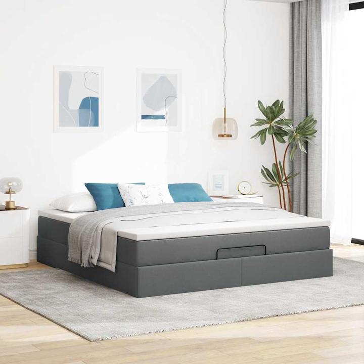 Image du produit VidaXL Lit Ottoman avec matelas Gris foncé 160x200 cm Tissu (160 x 200 cm)