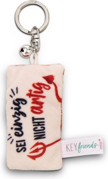 Actual product image Magni NICI Schlüsselanhänger Mini Plüschkissen Sei einzig nicht artig mit Glöckchen 8cm