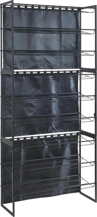 Actual product image En.Casa Sel shoe rack with curtain set of 3 black (80 x 32 x 60 cm)