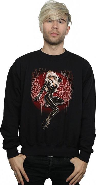 Actual product image Mens Black Cat Spider Web Sweatshirt (5XL)