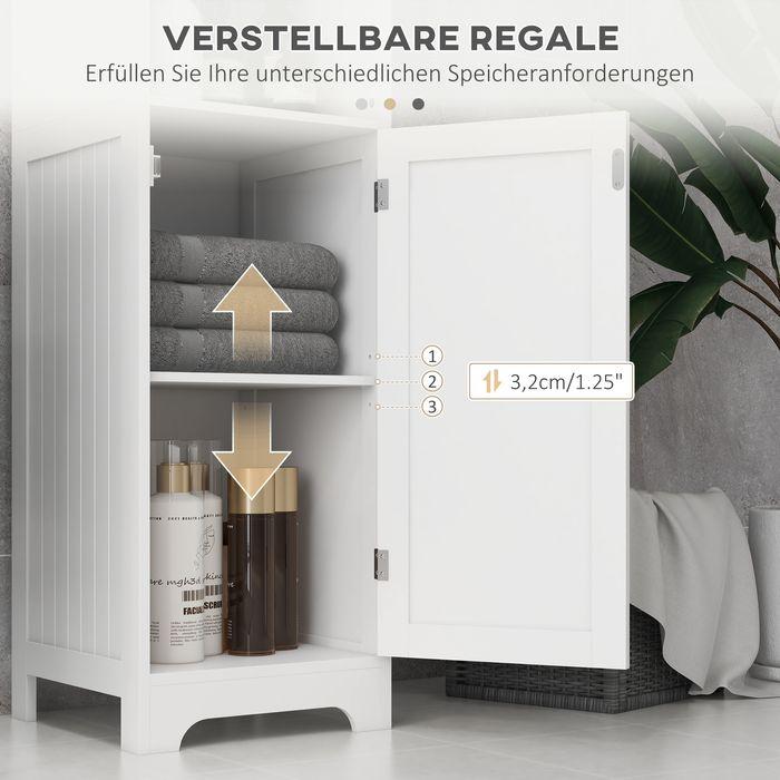 Produktbild Swisshandel24 Badezimmerschrank 3 offene Fächer 1 Schrankfach Bad Weiss 40x38x160cm (40 x 38 x 160 cm)