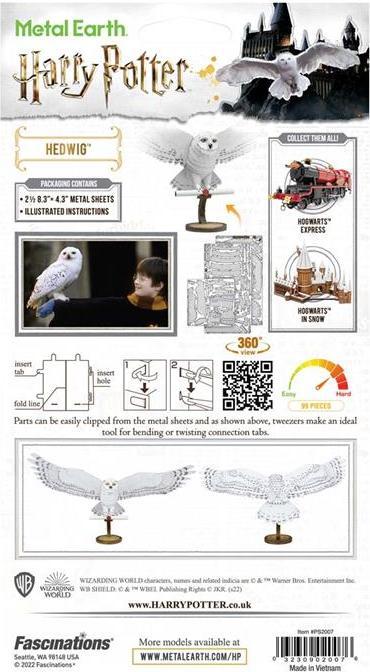 Actual product image Metal Earth Harry Potter Hedwig