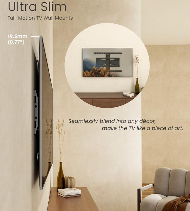 Image du produit equip Support mural 43"-90"/1TFT 50kg 1 articulation inclinaison sw (Mur, 90", 50 kg)