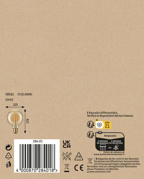 Actual product image Paulmann Globe Vintage (E27, 2.50 W, 170 lm, 1 x)