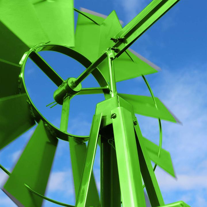 Produktbild Wiltec Windrad mit 245cm Höhe Windmühle in Grün Windspiel Gartendeko Rankhilfe