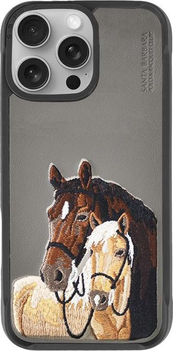 Image du produit Santa Barbara iPhone 16 Pro Max - Polo Isidore - Premium Hülle mit Pferd-Stickerei, Grau (Apple iPhone 16 Pro Max)
