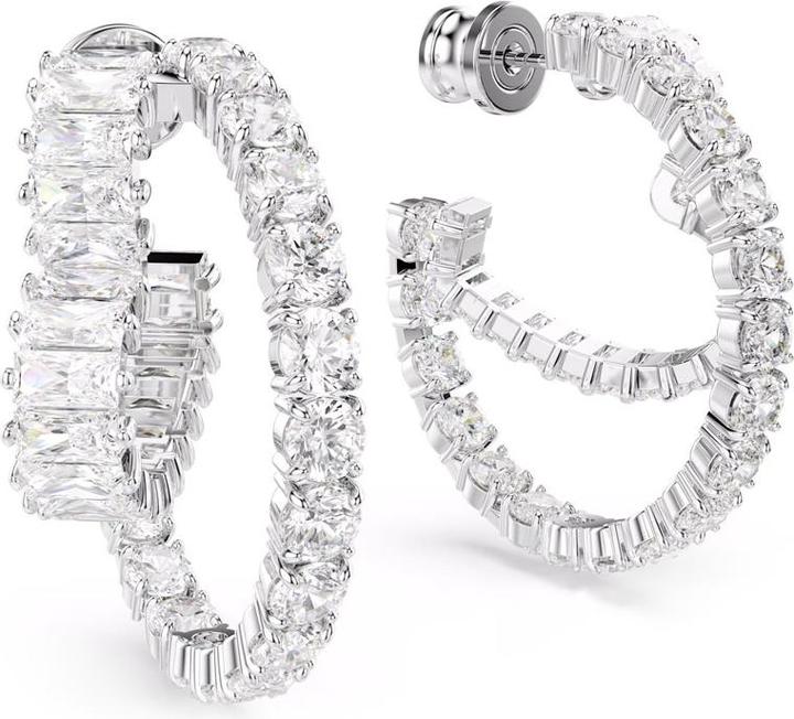 Produktbild Swarovski Matrix Kreolen Verschiedene Schliffe Herz Weiss (Swarovski Metall)