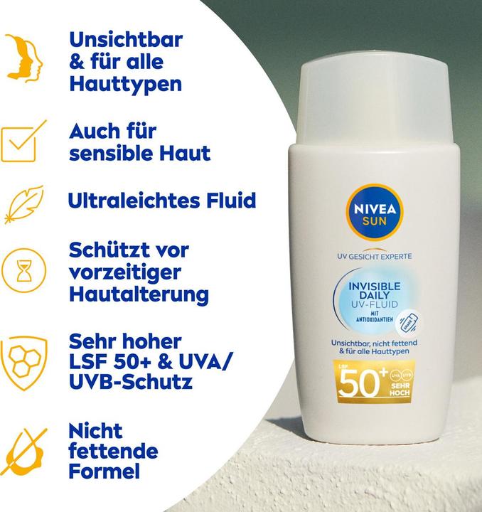 Image du produit NIVEA UV Face Fluide invisible quotidien SPF 50 (Crème solaire, SPF 50+, 40 ml, 70 g)