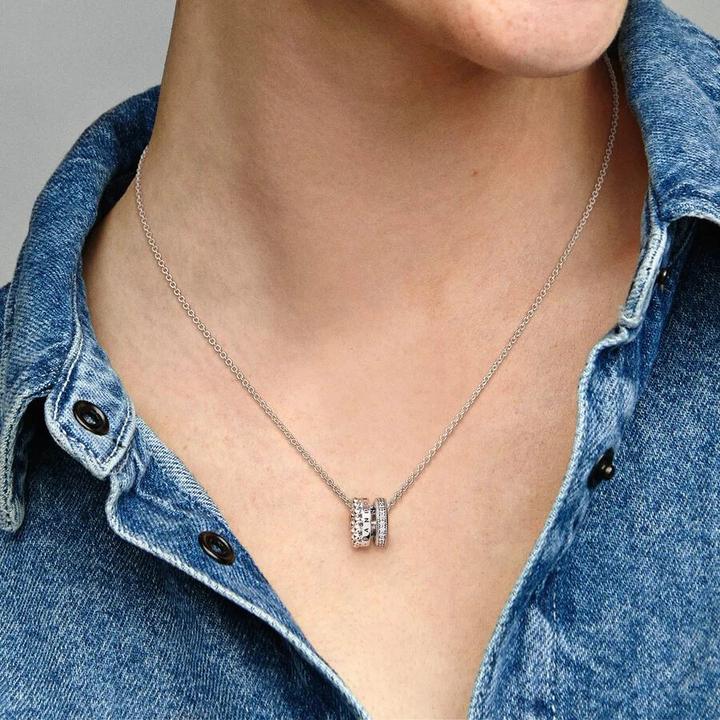 Produktbild Pandora Signature Logo Pavé & Beads Halskette (Sterling Silber 925, 42 - 45 cm)