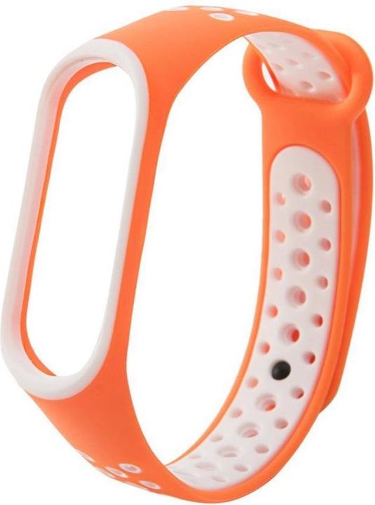 Actual product image Hurtel Replacement band strap for Xiaomi Mi Band 4 / Mi Band 3 Dots orange-white (Silicone)