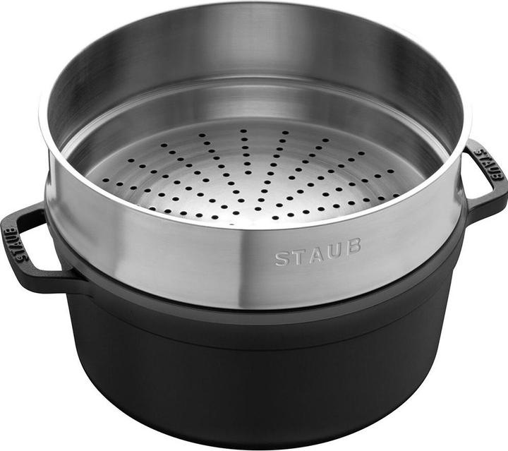 Produktbild Staub Cocotte mit Dämpfeinsatz (26 cm, Bräter + Schmortopf, Gusseisen, Emaille, Edelstahl)