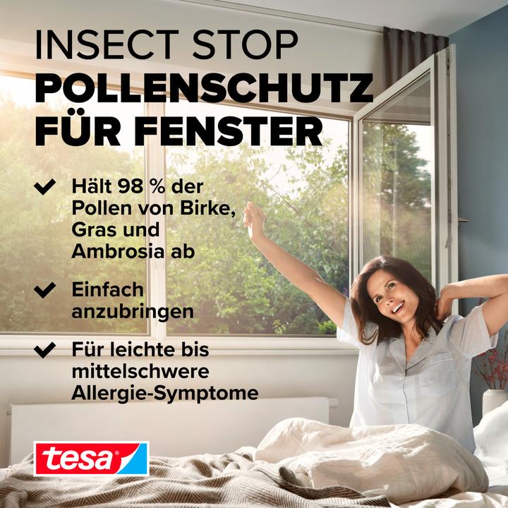 Produktbild tesa Pollenschutzgitter, für Allergiker, zuschneibar inkl. selbstklebendem Klettband (120 x 240 cm)