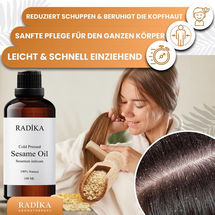 Produktbild Radika Sesamöl, Kaltgepresst, 100% Rein, BIO, natürlich, 100 ml (Körperöl, 100 ml)
