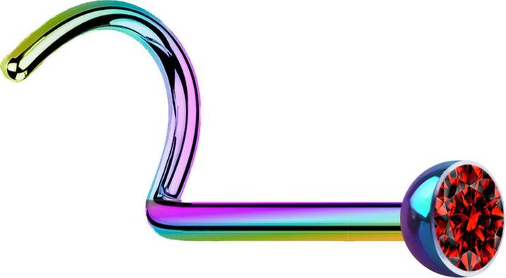 Image du produit Star Piercing Clous de nez courbes colorés avec cristal rouge (Acier chirurgical 316L, sans laiton)