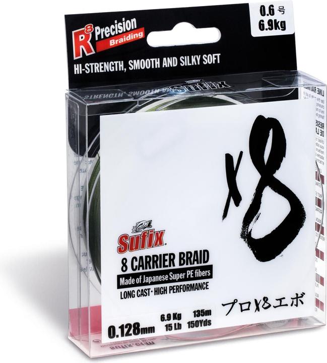 Produktbild Sufix X8 Braid 150m Stealth Green (17.50 kg, 0.21 mm)