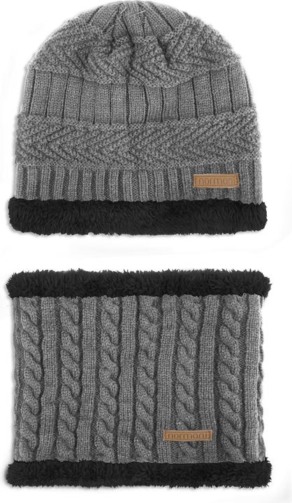 Produktbild Normani Kebili Winterset mit Fell Grau/Schwarz (One Size)