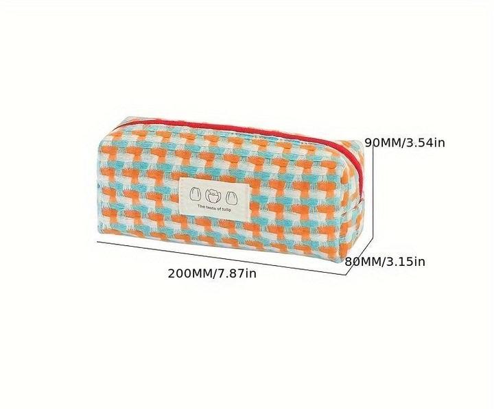 Immagine prodotto Only-Bags.Store Borsa di cancelleria intrecciata arcobaleno astuccio portamatite lavabile scatola di cancelleria di