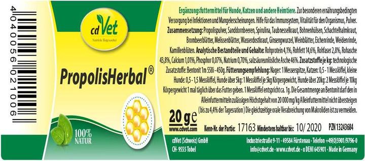 Image du produit cdVet PropolisHerbal (Adulte, 1 pcs, 20 g)