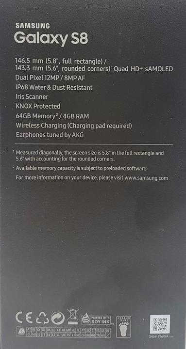 Image du produit Samsung Galaxy S8 (64 Go, Midnight Black, 5.80", SIM simple, 12 Mpx, 4G)