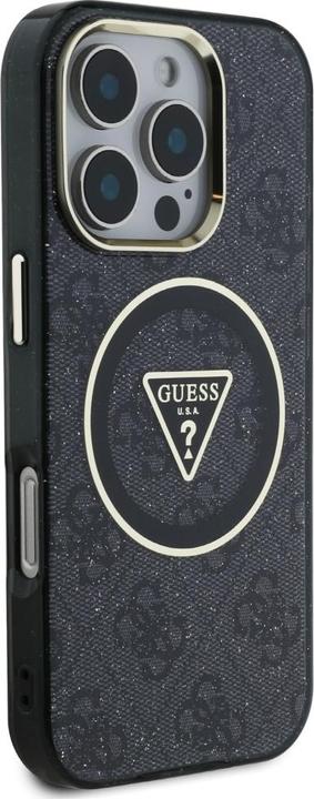 Immagine prodotto Guess Case IML Metal Glitter 4G Circle Triangle MagSafe for iPhone 16 Pro Max black (Apple iPhone 16 Pro Max)