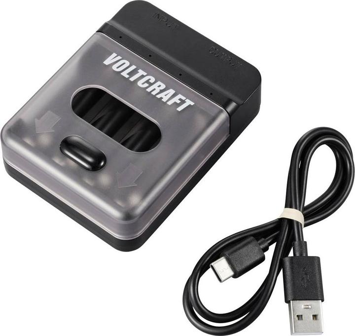 Produktbild Voltcraft VC-BC4-PB1 2in1 Ladegerät & Powerbank (1 Stk., AA, AAA, 500 mAh, Ladegerät ohne Akku)