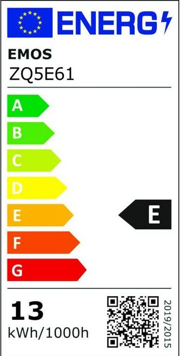 Energie-Label Emos LED Lampe Classic A60 / E27 / 13 W (100 W) / 1521 lm / Warmweiss (E27, 13 W, 1521 lm, 1 x, E)