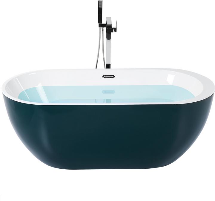 Beliani Badewanne freistehend blaugrün oval 170 x 80 cm NEVIS (220 l, 170 cm, 80 cm)