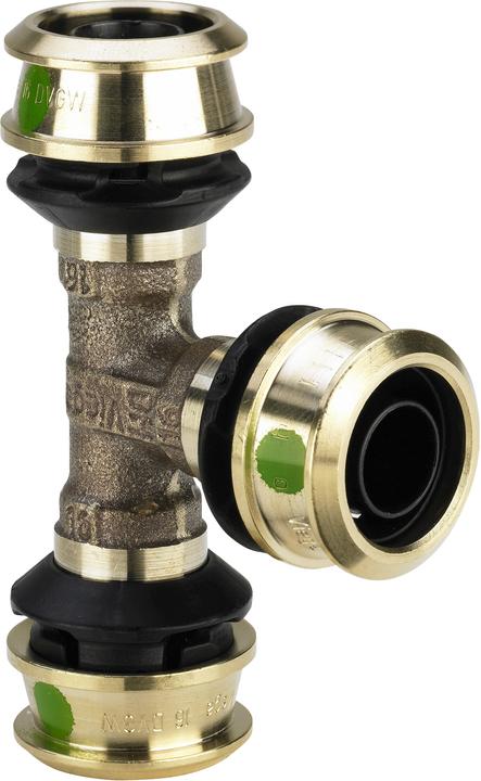Viega Raxofix T-piece with SC-Contur, model 5318, gunmetal, 25 mm x 20 mm x 25 mm (T-connection)