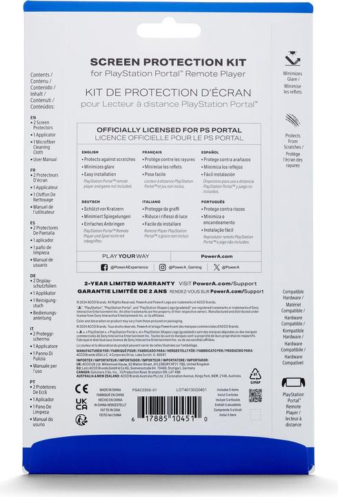 Nährwerte und Zutaten PowerA PS5 Portal Screen Protector POWER A offiziell lizensiert (PS5)