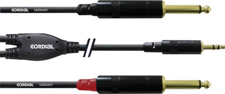 Cordial 3.5 mm Klinkenstecker auf 2x 6.35 mm Klinkenstecker (0.90 m, 6.3mm Klinke (Jack), 3.5mm Klinke (AUX))