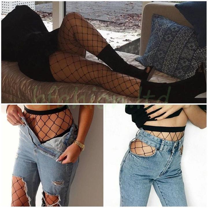 Produktbild Hermex Netzstrumpfhose Unterwäsche Strumpfmode Erotik Nahtlos Damen Frau Fishnet Nylon Grob SCHWARZ