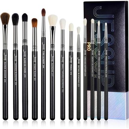 Jessup Ensemble de pinceaux de maquillage pour les yeux Pinceau estompeur professionnel pour ombres à (Sourcils)