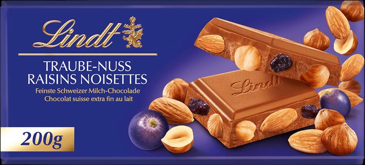 Image du produit Lindt Tablette de chocolat au lait raisin noisette (200 g)