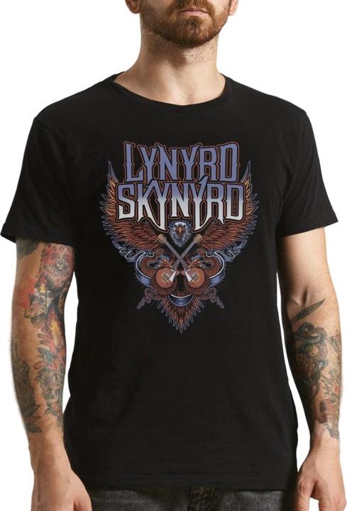 Actual product image Lynyrd Skynyrd Unisex Adult Crossed Guitars T-Shirt (XL)
