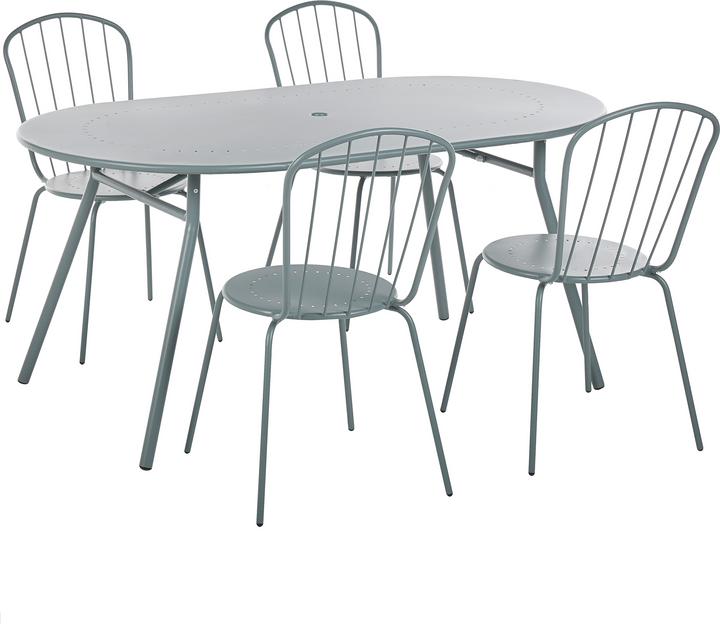 Produktbild Beliani Gartenmöbel Set Metall hellblau 4-Sitzer CALVI (160 cm)