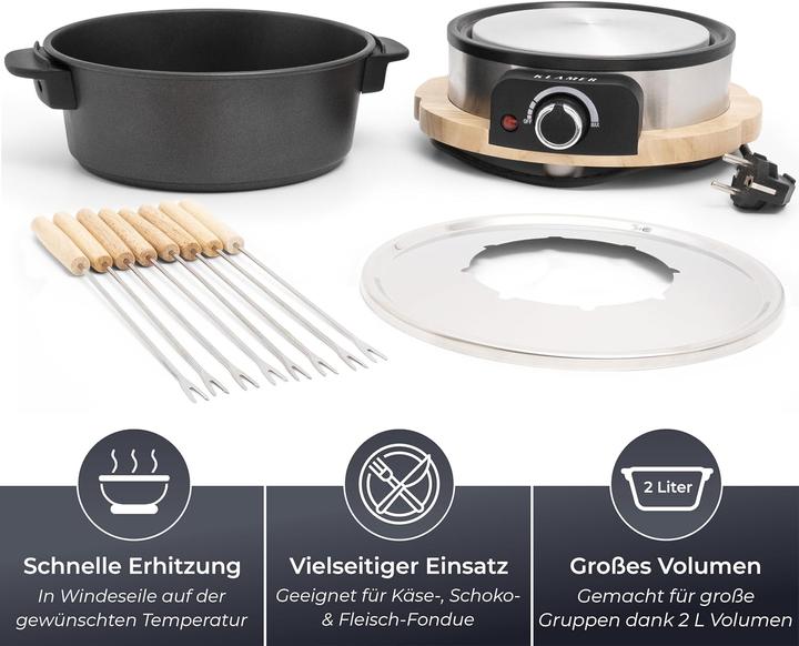 Immagine prodotto KLAMER Set per fonduta elettrica (Fonduta Bourguignonne, Fondue al cioccolato, Fondue Chinoise, Fondue di formaggio)