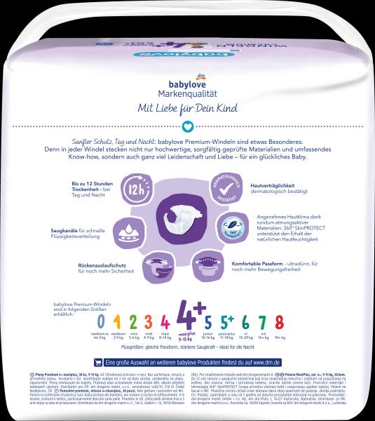 Actual product image dm babylove Premium-Windeln (Size 4+, Pack, 38 Piece)