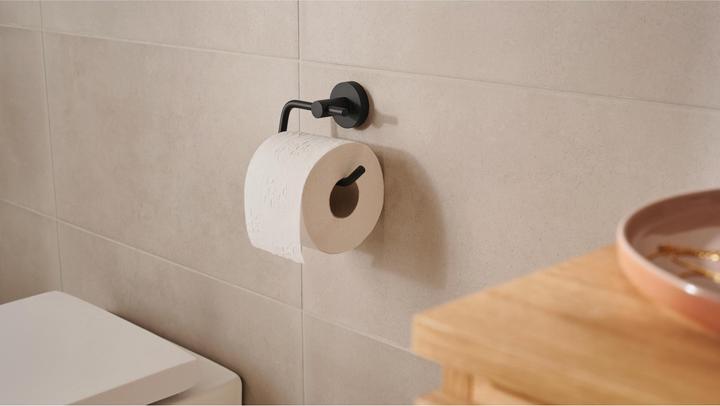 Actual product image tesa MOON BLACK toilet roll holder incl. adhesive solution without drilling