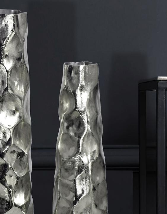 Immagine prodotto FineBuy Vase 2er Set Blumenvase Aluminium Tischvase Hammerschlag Dekovase Modern (2 x)