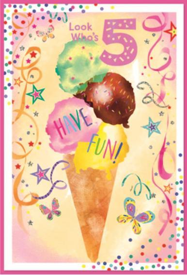 Actual product image Simon Elvin Balloons 5th Birthday Greetings Card (Pack of 6) (6 pcs.)