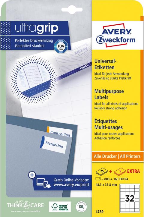 Actual product image Avery Universal labels