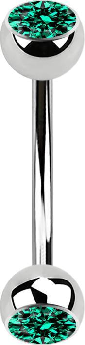 Produktbild Star Piercing Micro Banane silber mit zwei Kugeln Kristall türkis (ohne Messing, Chirurgenstahl 316L)