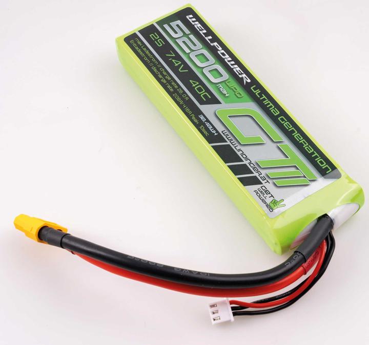 Image du produit Wellpower LIPO AKKU ULTIMA GT II 5200 mAh / 7,4 Volt 2S 40/80C CH5/8 XT-60 (7.40 V, 5200 mAh)