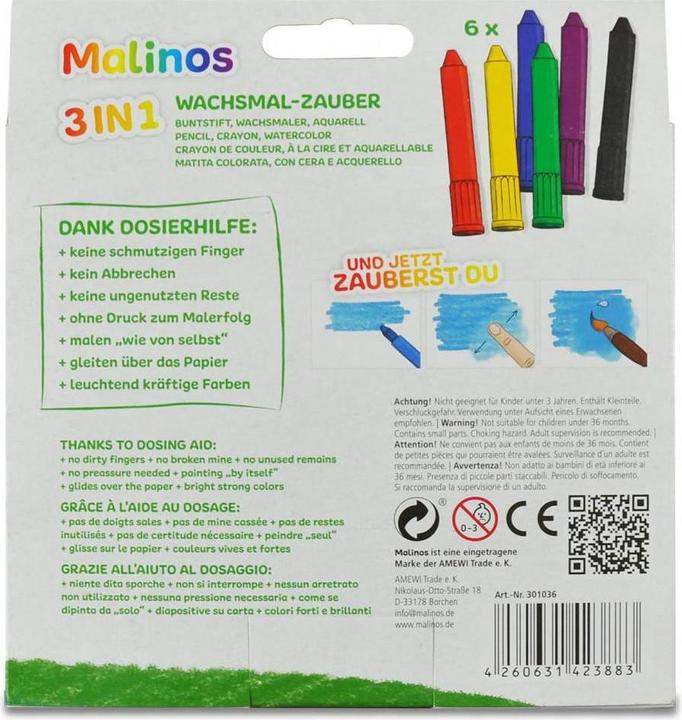 Produktbild Malinos Wachsmalstifte (Mehrfarbig, 6 x)