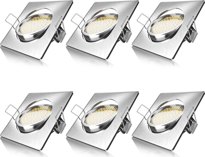 Produktbild Brandson 6x LED Einbaustrahler, schwenkbarer Deckenspot, Edelstahl, 320 Lumen, Deckenstrahler Warmweiss (320 lm)